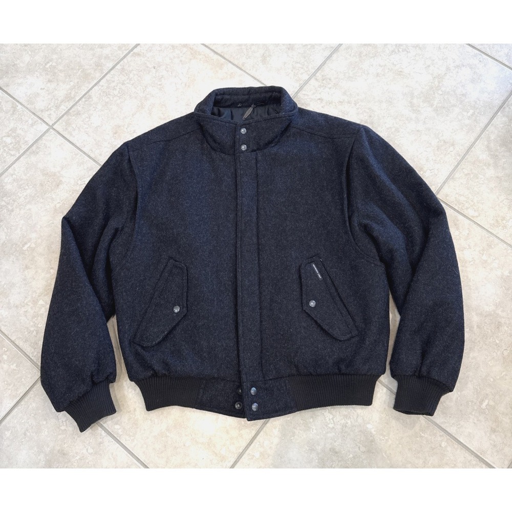 VTG MEMBERS ONLY Charcoal Gray 100% Wool Bomber Jacket Men's sz 46 Coat Outdoors